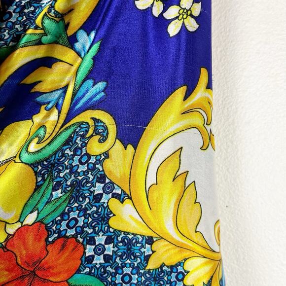 Her Destiny Colorful Satin Print midi Maxi Full Skirt High-waisted Sz M Bow - Picture 10 of 11